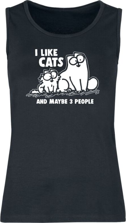 Simon's Cat I Like Cats And Maybe 3 People Dámský top černá - Merchstore.cz Simon's Cat I Like Cats And Maybe 3 People Dámský top černá - Merchstore.cz
