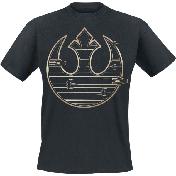 Star Wars Episode - Gold Rebel Logo Tričko černá - Merchstore.cz