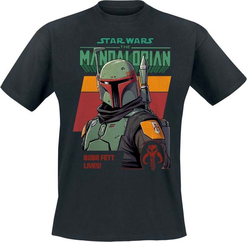 Star Wars The Mandalorian - Fett Lives Tričko černá - Merchstore.cz Star Wars The Mandalorian - Fett Lives Tričko černá - Merchstore.cz