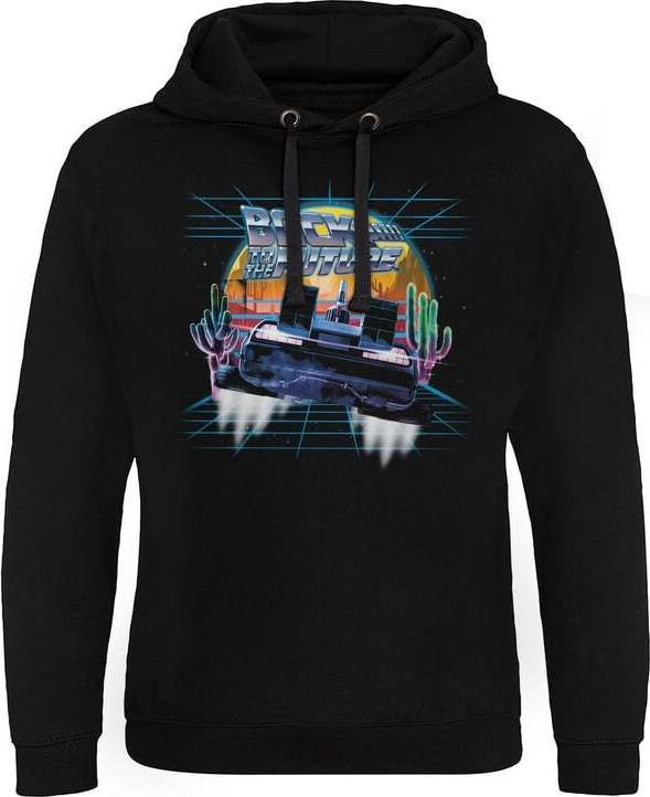 Back To The Future Retro Neon Desert Mikina s kapucí černá - Merchstore.cz Back To The Future Retro Neon Desert Mikina s kapucí černá - Merchstore.cz