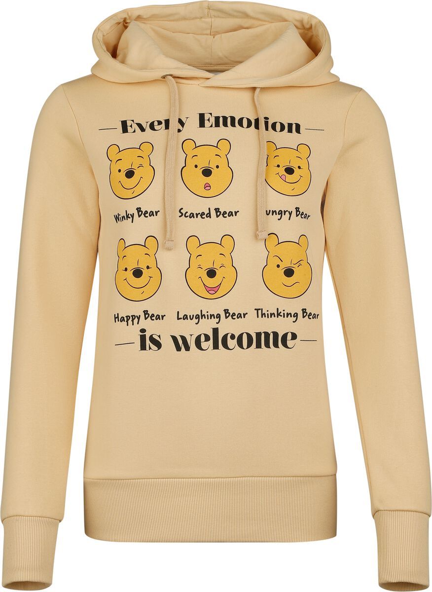 Medvídek Pu Every Emotion Is Welcome Dámská mikina s kapucí béžová - Merchstore.cz Medvídek Pu Every Emotion Is Welcome Dámská mikina s kapucí béžová - Merchstore.cz