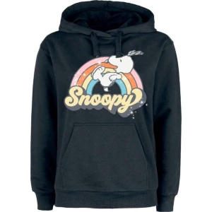 Peanuts Rainbow Snoopy Dámská mikina s kapucí černá - Merchstore.cz