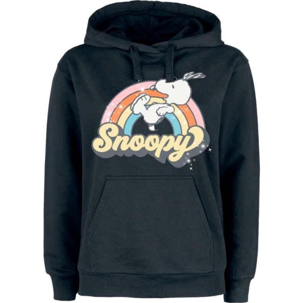 Peanuts Rainbow Snoopy Dámská mikina s kapucí černá - Merchstore.cz