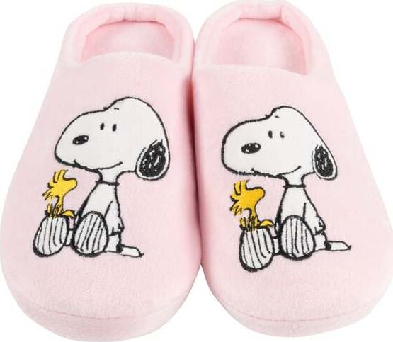 Peanuts Snoopy & Woodstock papuce světle růžová - Merchstore.cz