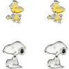 Peanuts Snoopy & Woodstock sada náušnic bílá/žlutá - Merchstore.cz