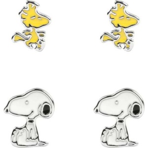 Peanuts Snoopy & Woodstock sada náušnic bílá/žlutá - Merchstore.cz