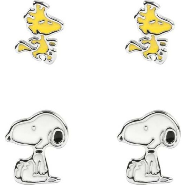 Peanuts Snoopy & Woodstock sada náušnic bílá/žlutá - Merchstore.cz