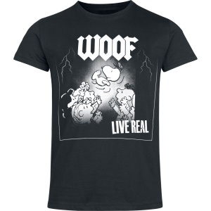 Peanuts Woof Live Real Tričko černá - Merchstore.cz