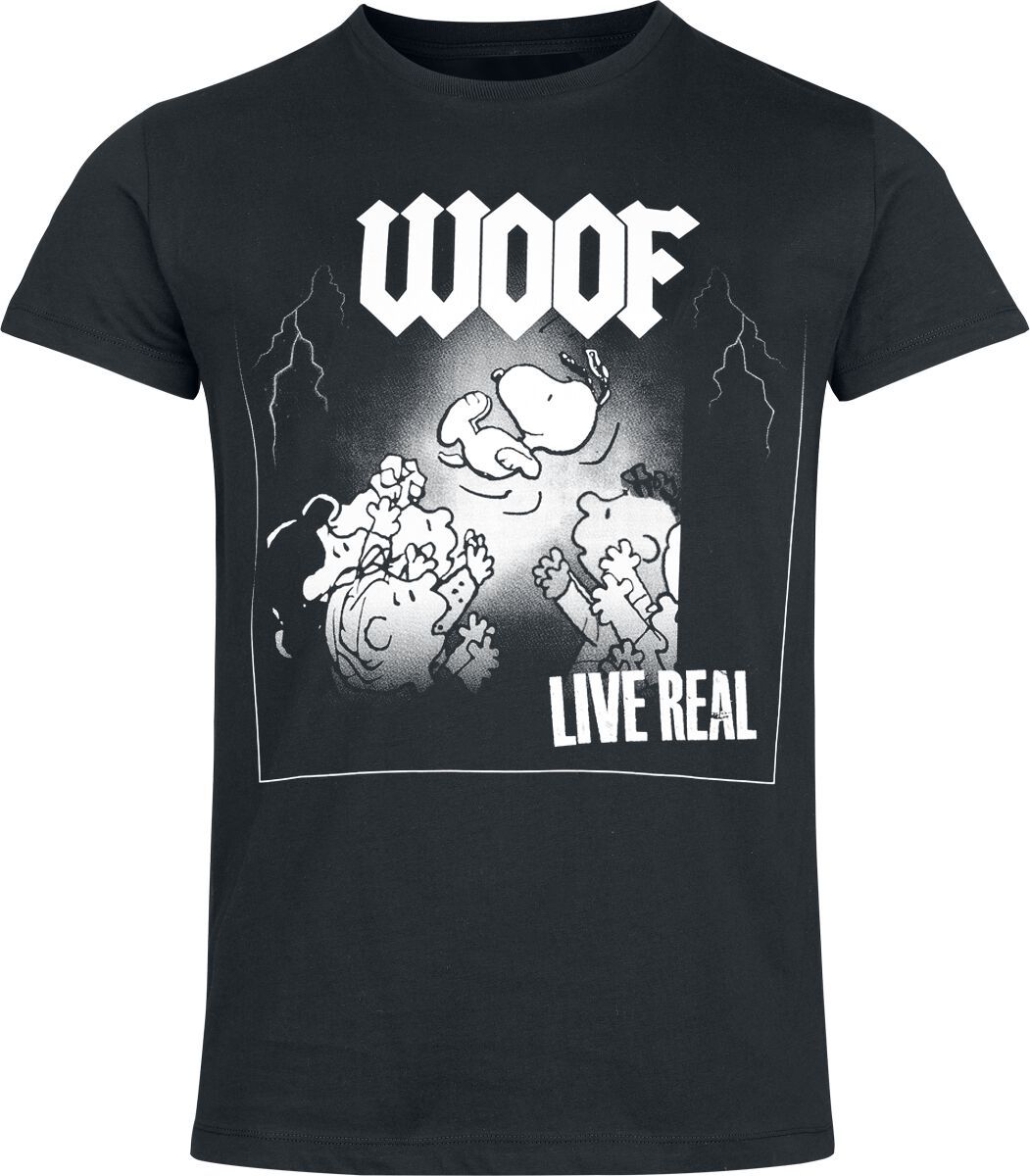 Peanuts Woof Live Real Tričko černá - Merchstore.cz Peanuts Woof Live Real Tričko černá - Merchstore.cz