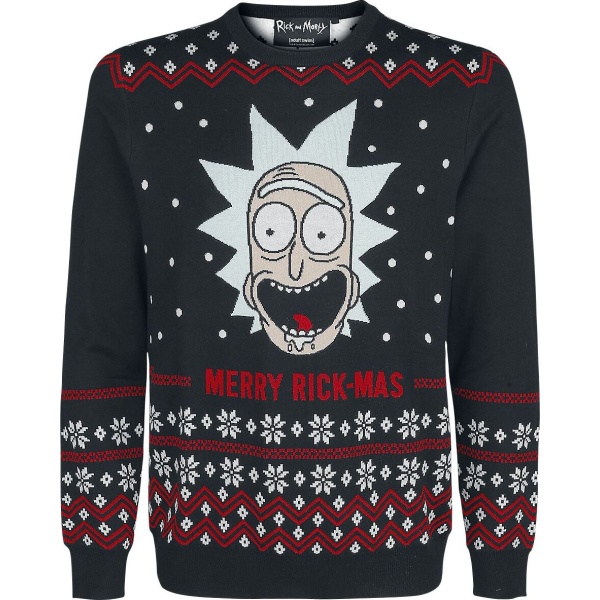 Rick And Morty Merry Rick-mas Pletený svetr černá - Merchstore.cz