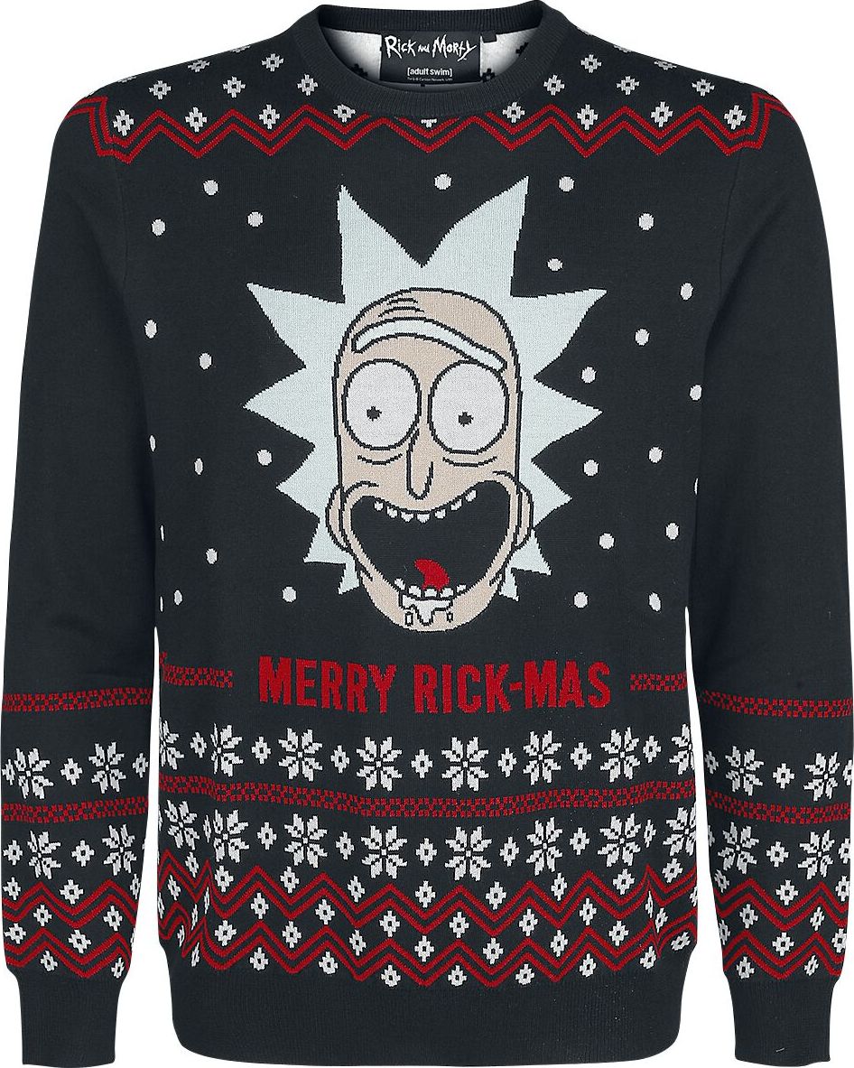 Rick And Morty Merry Rick-mas Pletený svetr černá - Merchstore.cz Rick And Morty Merry Rick-mas Pletený svetr černá - Merchstore.cz
