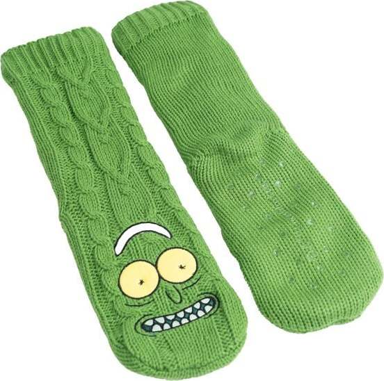 Rick And Morty Zimní ponožky Pickle Rick Ponožky zelená - Merchstore.cz
