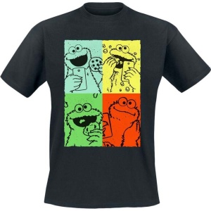Sesame Street Cookie Monster - Vintage Art Tričko černá - Merchstore.cz