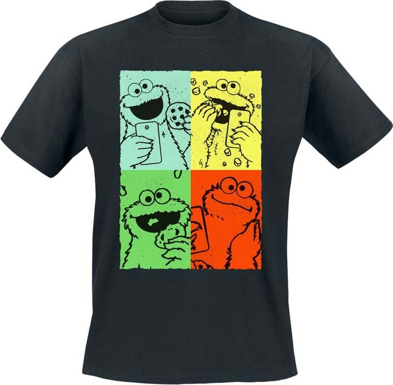 Sesame Street Cookie Monster - Vintage Art Tričko černá - Merchstore.cz Sesame Street Cookie Monster - Vintage Art Tričko černá - Merchstore.cz
