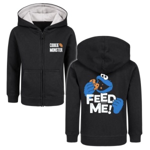 Sesame Street Metal-Kids - Feed Me detská mikina s kapucí na zip černá - Merchstore.cz