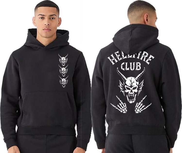 Stranger Things Club Bones Mikina s kapucí černá - Merchstore.cz Stranger Things Club Bones Mikina s kapucí černá - Merchstore.cz