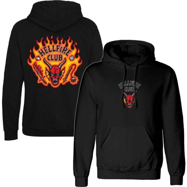 Stranger Things Hellfire Club Flames Mikina s kapucí černá - Merchstore.cz