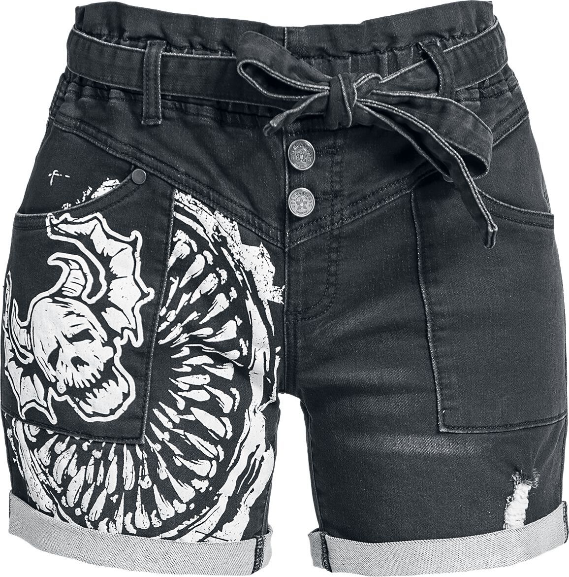 Stranger Things Hellfire Club Kraťasy tmavá džínovina - Merchstore.cz