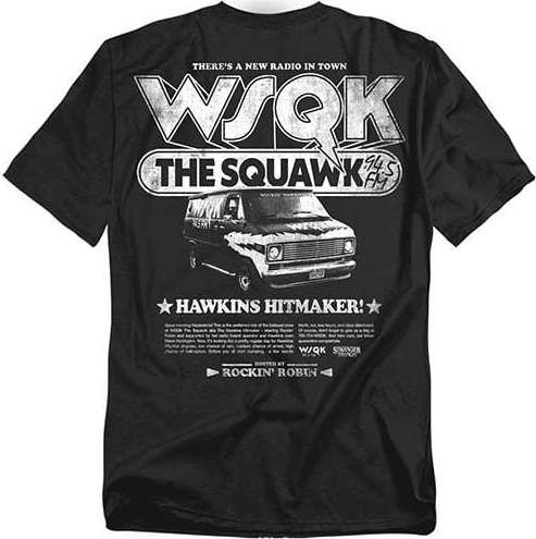 Stranger Things Season 5 - Hawkins Hitmaker WSQK Back Tričko černá - Merchstore.cz Stranger Things Season 5 - Hawkins Hitmaker WSQK Back Tričko černá - Merchstore.cz