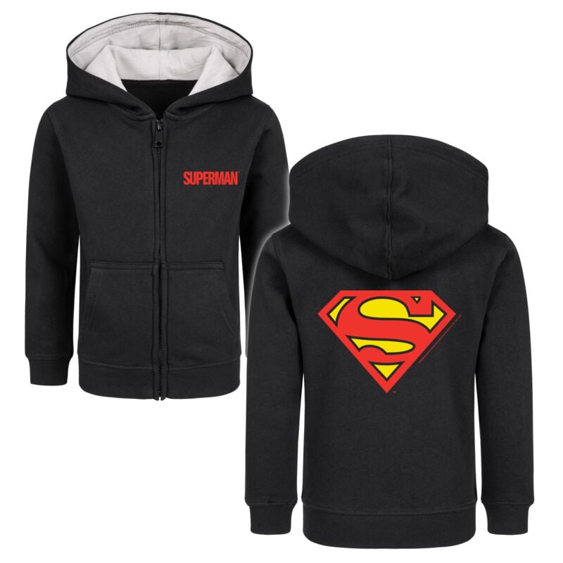 Superman Metal-Kids - Logo detská mikina s kapucí na zip černá - Merchstore.cz
