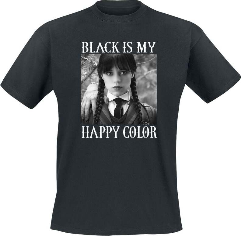 Wednesday Black Is My Happy Colour Tričko černá - Merchstore.cz