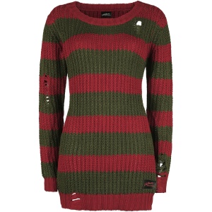 A Nightmare on Elm Street Freddy Dámnský svetr cervená/zelená - Merchstore.cz