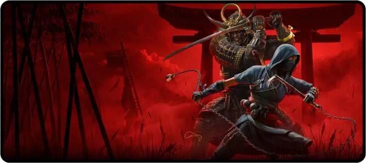Assassin's Creed Shadows Torii Artwork podložka pod myš červená - Merchstore.cz