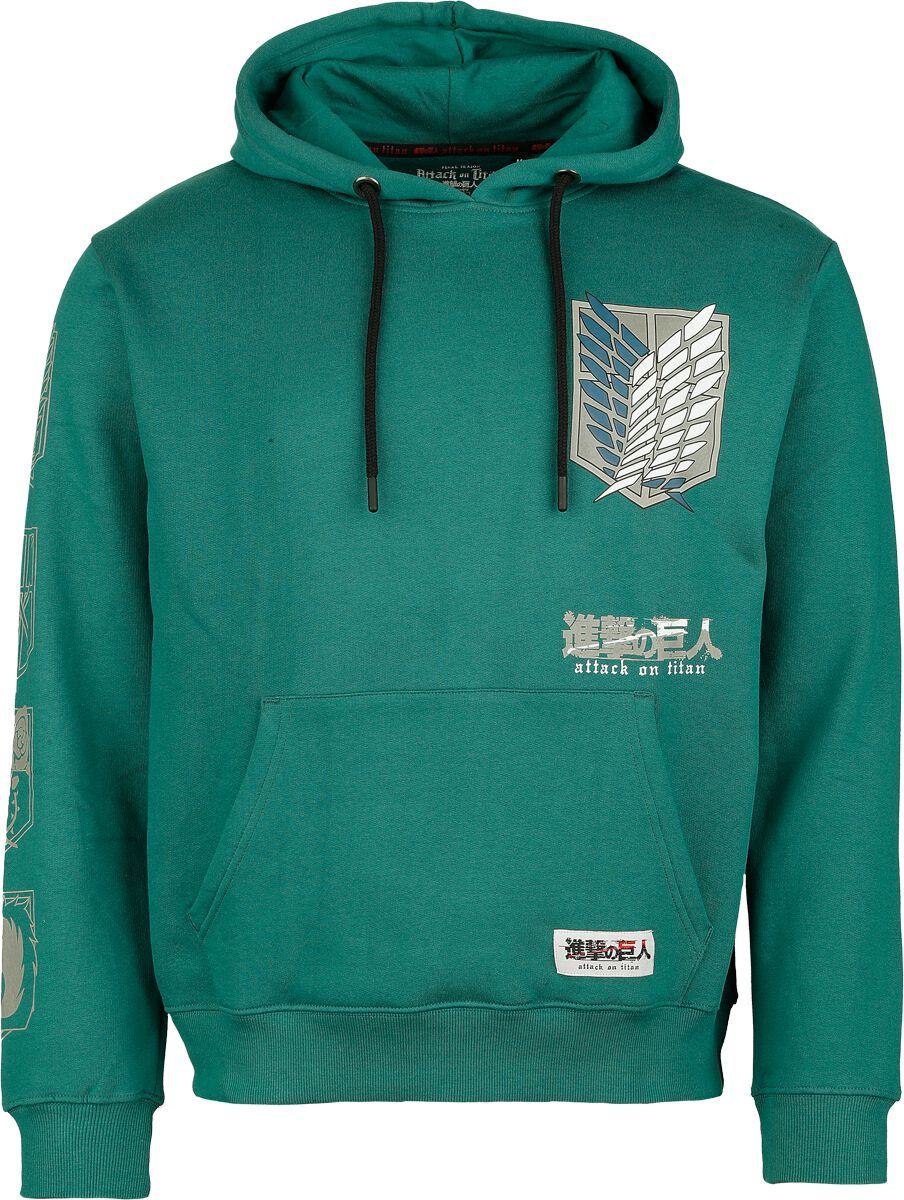 Attack On Titan Flügel der Freiheit - Logo Mikina s kapucí zelená - Merchstore.cz