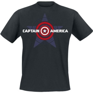Captain America Big Star Shield Tričko černá - Merchstore.cz