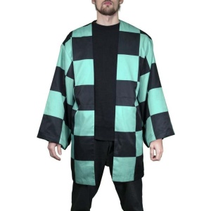 Demon Slayer Tanjiro's Haori župan cerná/tyrkysová - Merchstore.cz