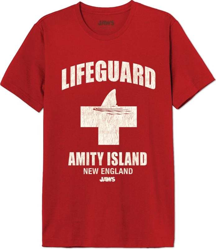 Der weisse Hai Lifeguard Amity Island Tričko červená - Merchstore.cz