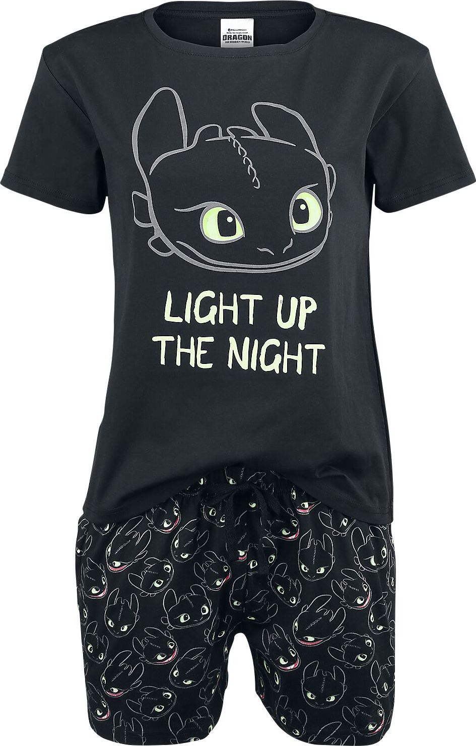 Drachenzähmen leicht gemacht Ohnezahn - Light Up pyžama černá - Merchstore.cz