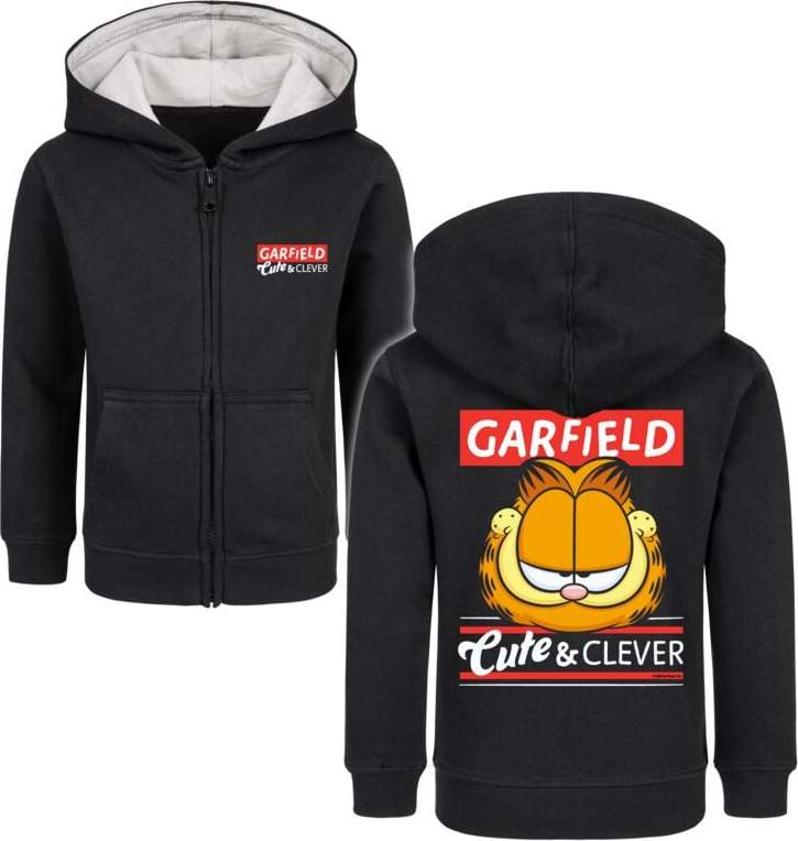 Garfield Metal-Kids - Cute & Clever detská mikina s kapucí na zip černá - Merchstore.cz