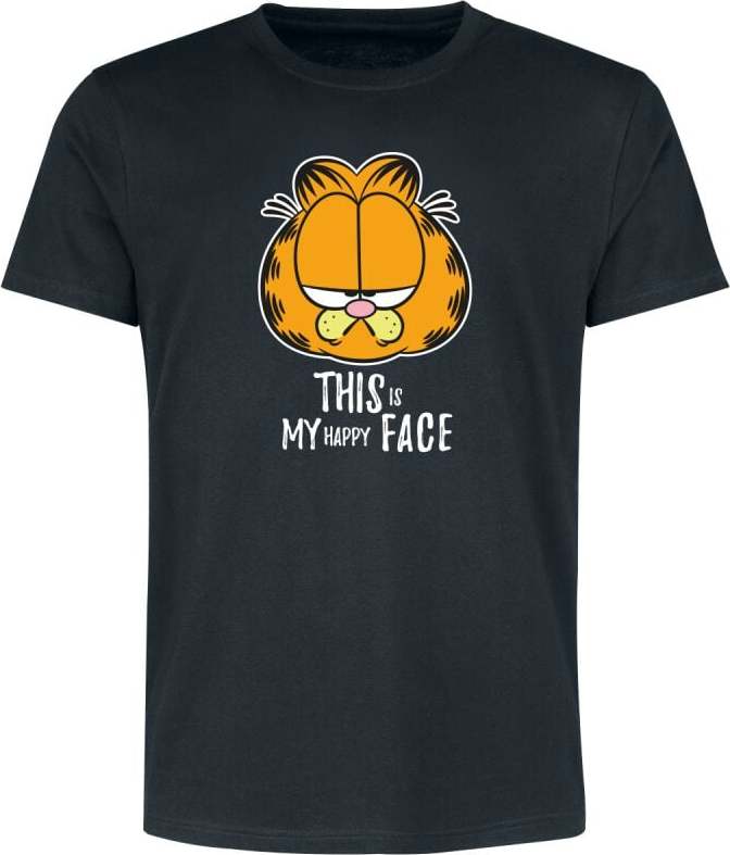 Garfield This Is My Happy Face Tričko černá - Merchstore.cz Garfield This Is My Happy Face Tričko černá - Merchstore.cz
