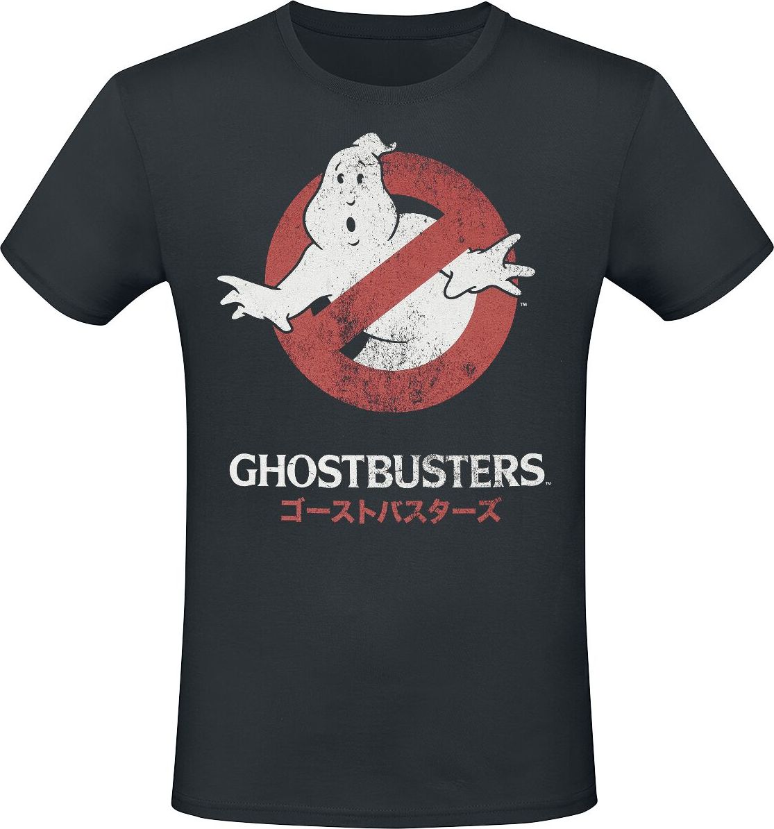 Ghostbusters Japanese Text Logo Tričko šedá - Merchstore.cz