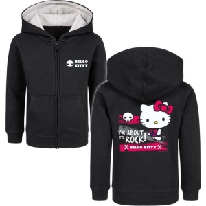 Hello Kitty Metal-Kids - I'm About To Rock detská mikina s kapucí na zip černá - Merchstore.cz