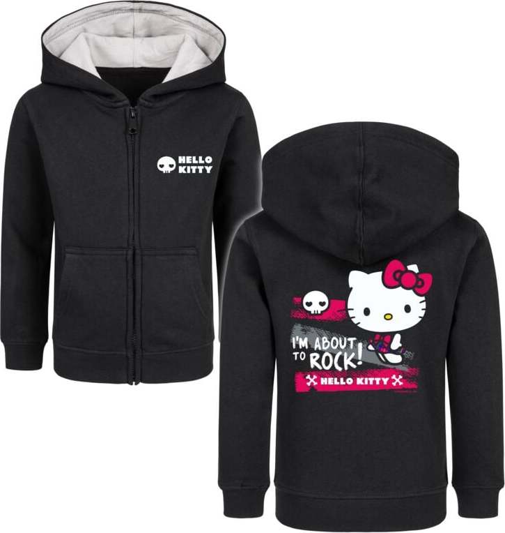 Hello Kitty Metal-Kids - I'm About To Rock detská mikina s kapucí na zip černá - Merchstore.cz Hello Kitty Metal-Kids - I'm About To Rock detská mikina s kapucí na zip černá - Merchstore.cz