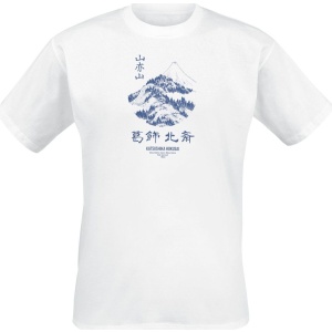 Hokusai Great Wave Mountains Upon Mountains Tričko bílá - Merchstore.cz