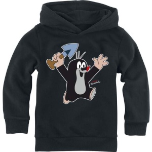krtek Mikina Krteček s lopatou detská mikina s kapucí černá - Merchstore.cz