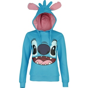 Lilo & Stitch Stitch Dámská mikina s kapucí modrá - Merchstore.cz