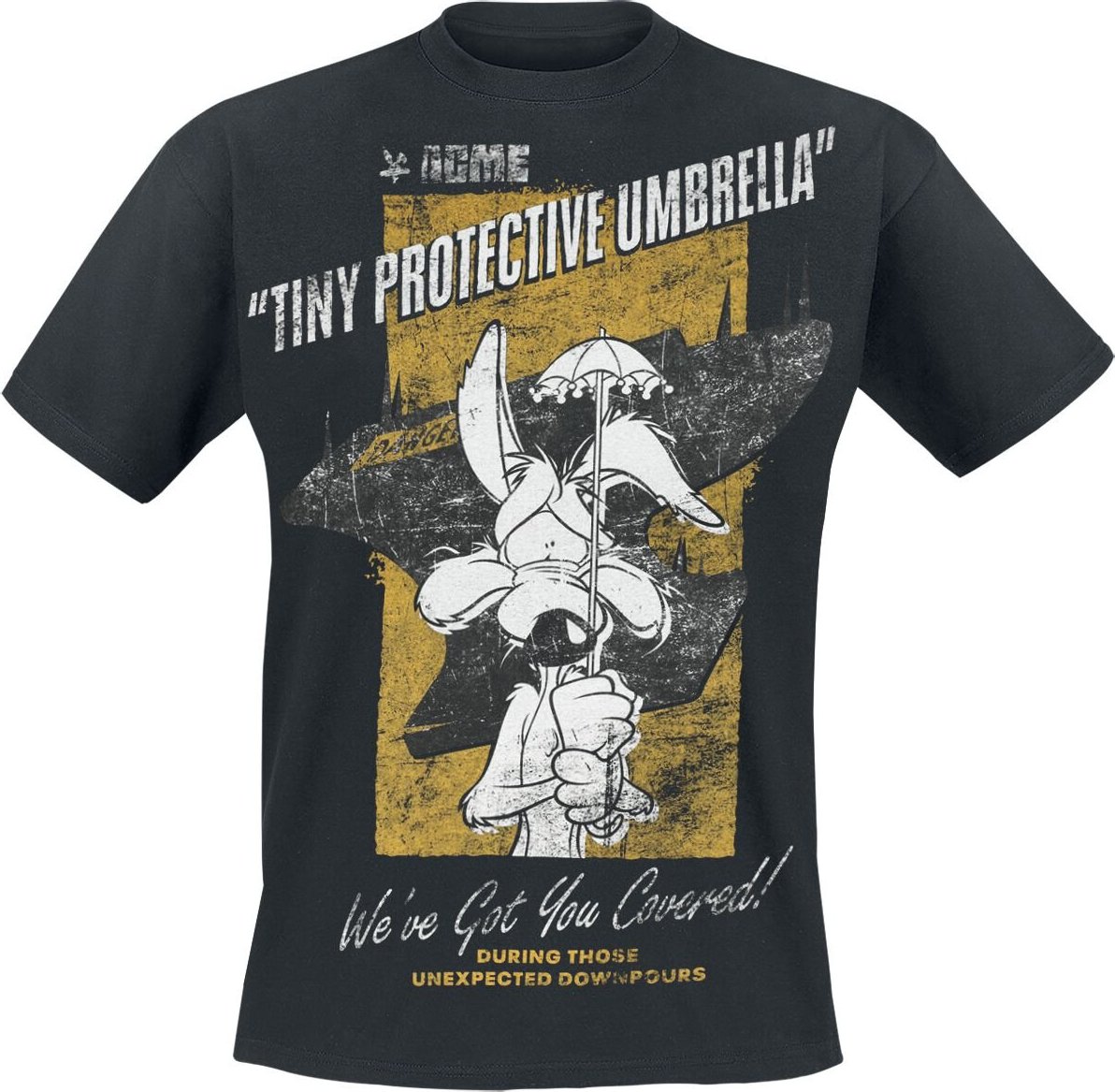 Looney Tunes Coyote - Tiny Protective Umbrella Tričko černá - Merchstore.cz