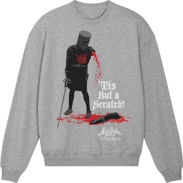 Monty Python Tis But A Scratch Mikina šedá - Merchstore.cz Monty Python Tis But A Scratch Mikina šedá - Merchstore.cz