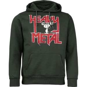 Peanuts Heavy Metal Mikina s kapucí tmave zelená - Merchstore.cz
