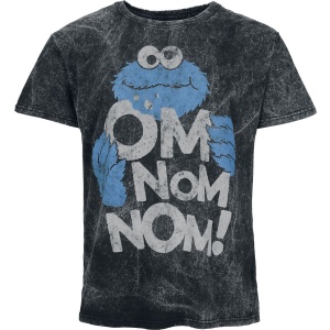 Sesame Street Cookie Monster - Om Nom Nom! Tričko černá - Merchstore.cz