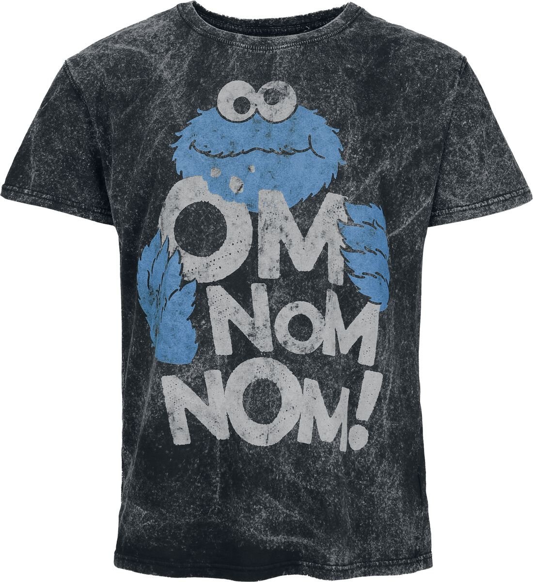 Sesame Street Cookie Monster - Om Nom Nom! Tričko černá - Merchstore.cz