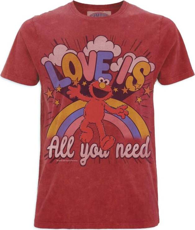 Sesame Street Famous Forever - Elmo Love Is Tričko červená - Merchstore.cz