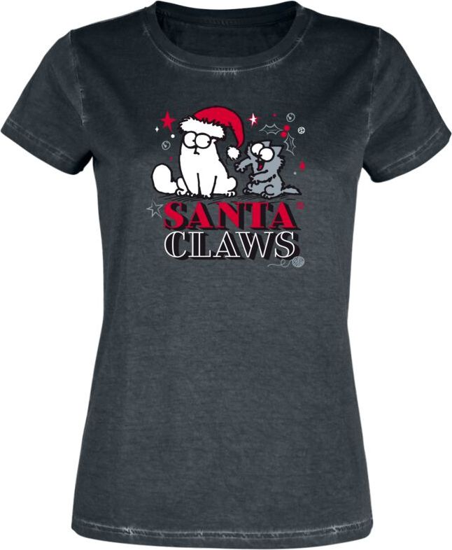 Simon's Cat Santa Claws Dámské tričko černá - Merchstore.cz