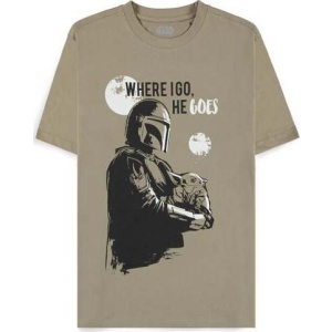 Star Wars The Mandalorian - Wherever I Go Tričko písková - Merchstore.cz