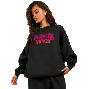 Stranger Things Gradiant Logo Mikina s kapucí černá