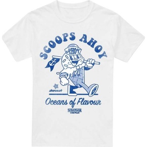 Stranger Things Scoops Ahoy Retro Tričko bílá - Merchstore.cz